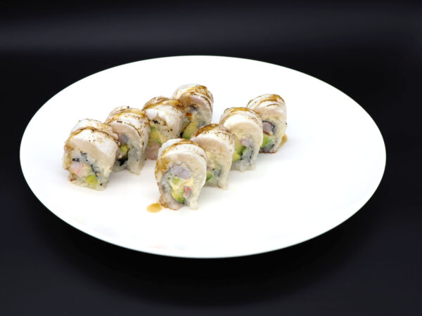 Spigola, gamberi dolci, burro noisette e salsa soia