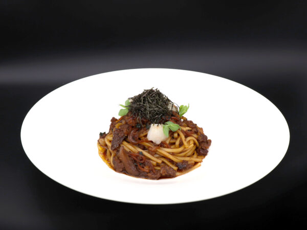 Udon, luganega, cardoncelli, scampi e verdure di stagione