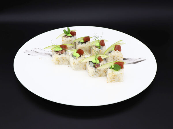 Maguro, tonno, shiso, mela verde